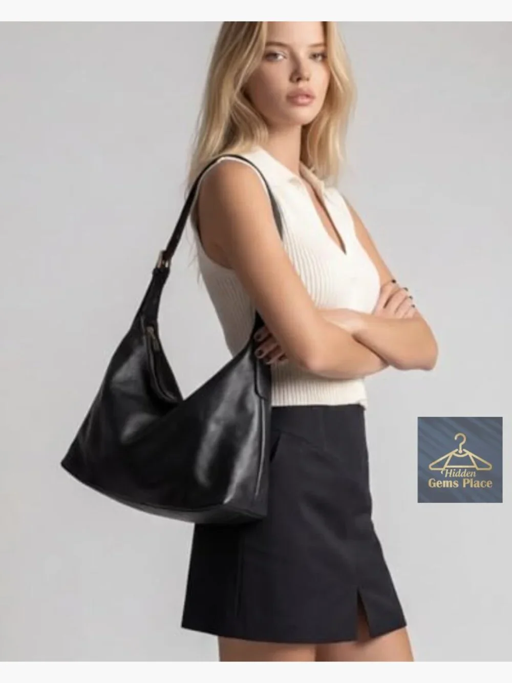 Slouchy Hobo Bag - Soft Vegan Leather Crossbody Shoulder Purse